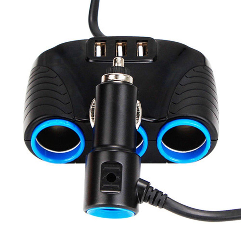 Bolwins I47C 3 Fach Zigarettenanzünder Verteiler Auto Mehrfach Ladegerät USB KFZ-Netzteil (3-fach Zigarettenanzünder-Verteiler, 3× USB-Ladeanschlüsse (3,1A)
