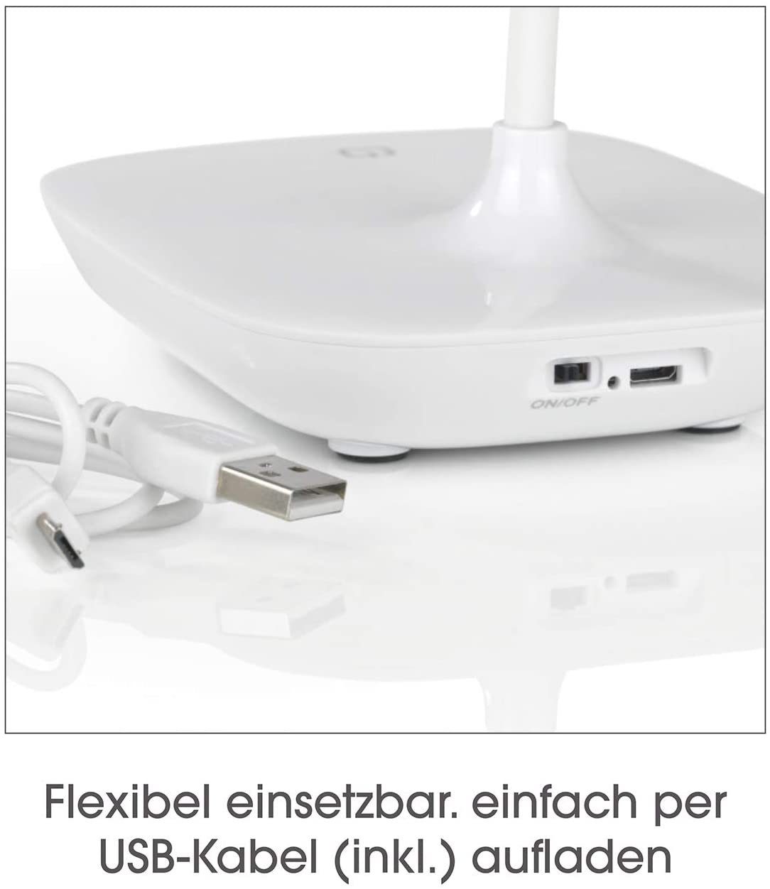 Lampe Tischleuchte Micro-B-Stecker), USB (USB-A-Stecker Schreibtischlampe EASYmaxx LED 360° Daylight, Ladekabel an USB-Kabel