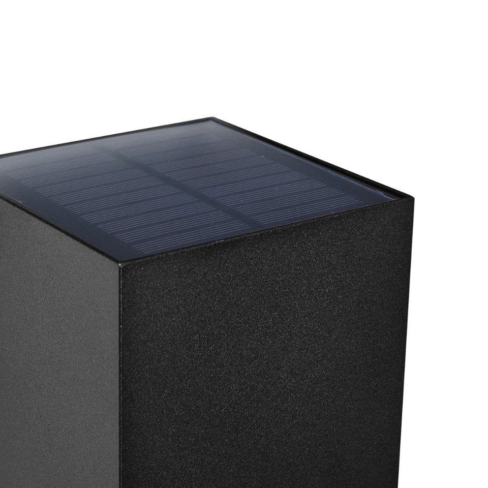 Qazqa LED Solarleuchte Charlene, LED fest integriert, Extra-Warmweiß, QAZQA Solar­leuchte, integrated, Schwarz, Aluminium, Modern