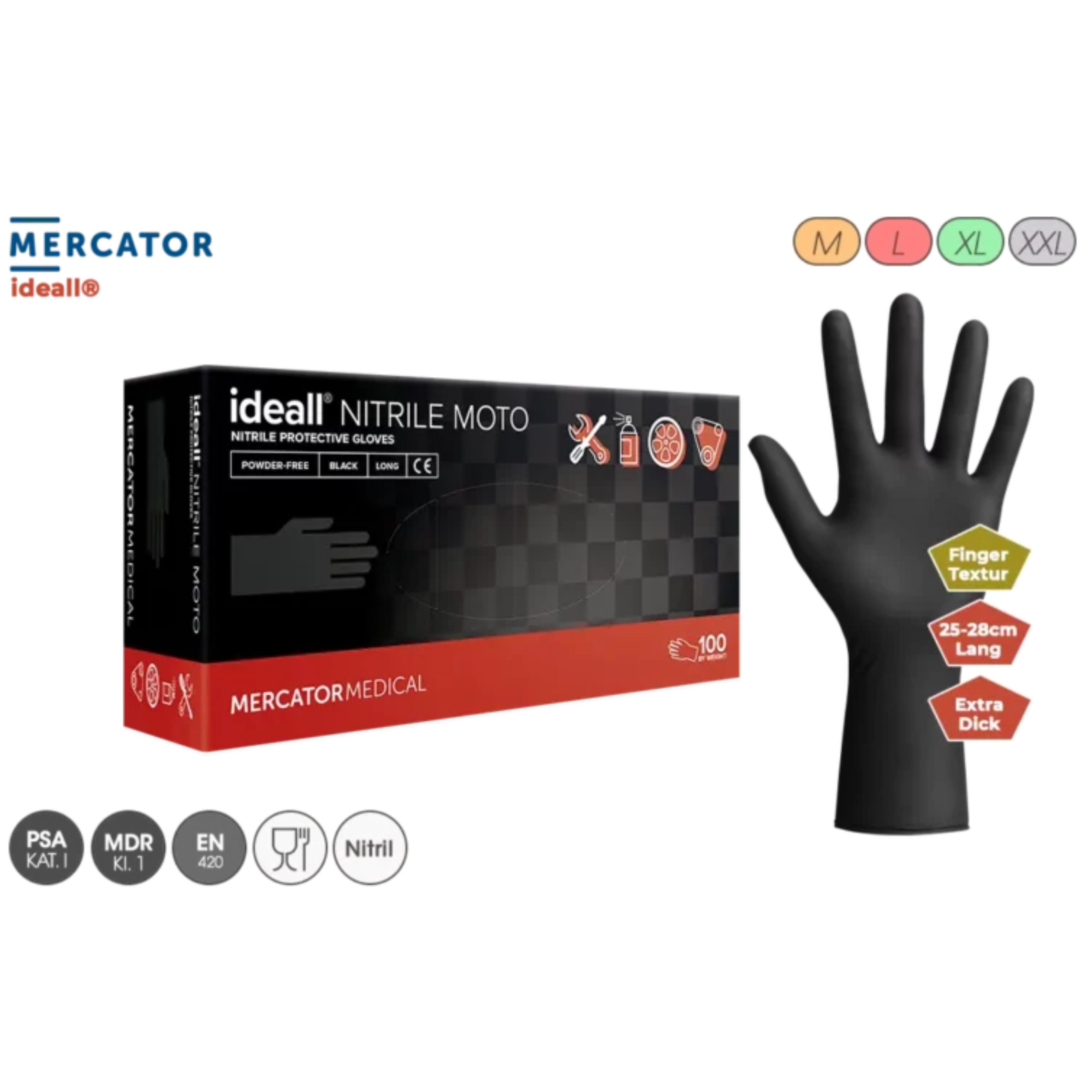 Mercator Einweghandschuhe Nitril Einweg-Handschuhe mit längeren Stulpen und günstig online kaufen