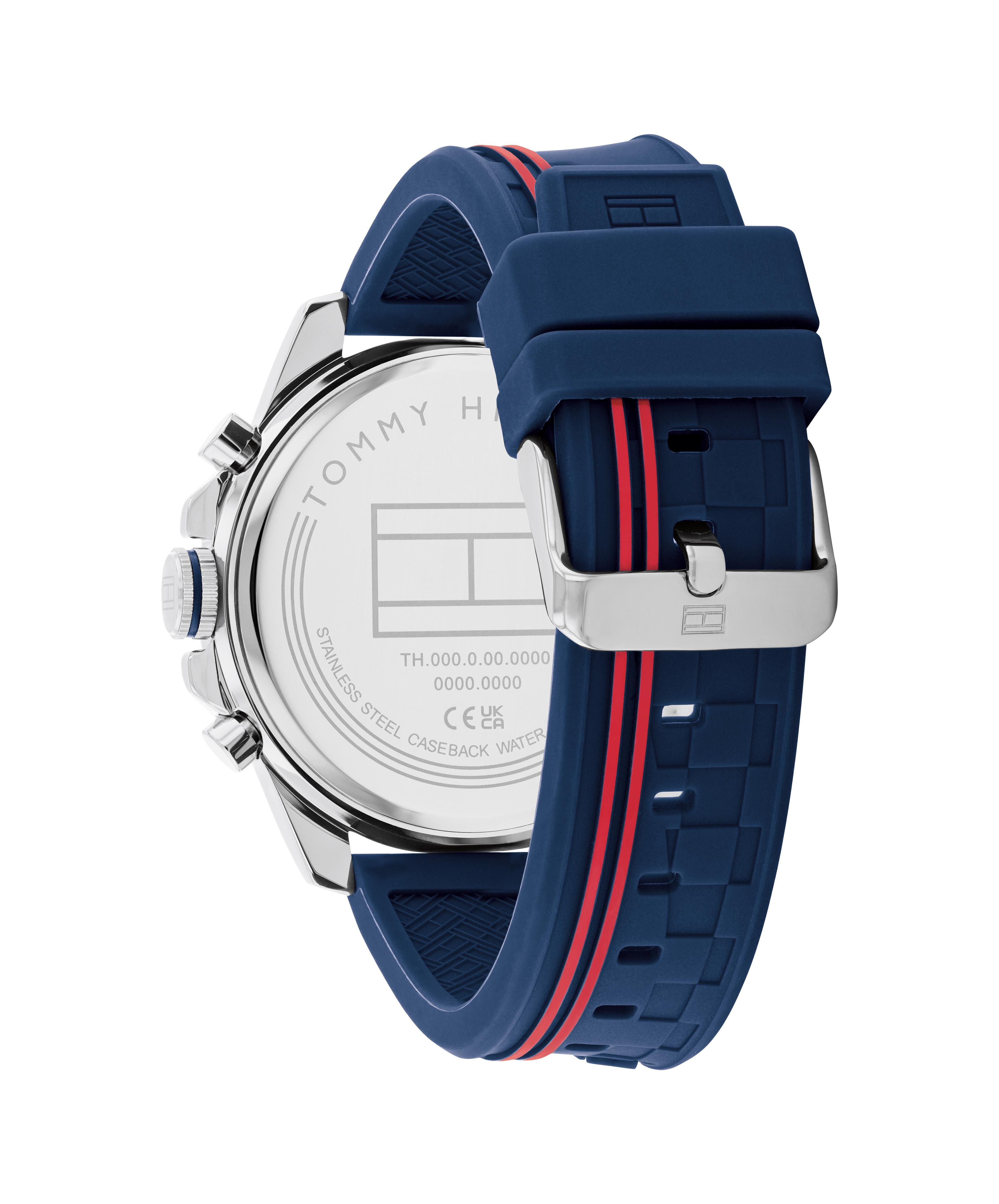 Tommy Hilfiger Multifunktionsuhr TUCKER 1710635, Quarzuhr, Armbanduhr, Herrenuhr, Silikonarmband, analog