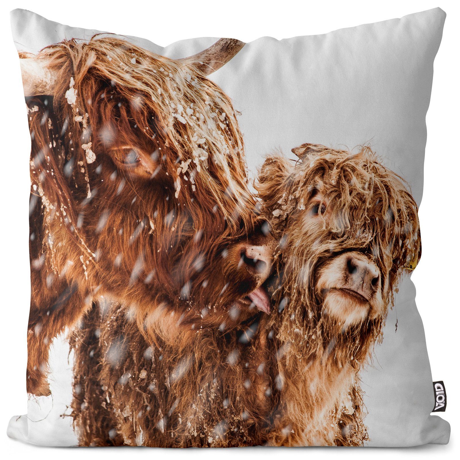 VOID Kissenbezug, (1 Stück), Hochlandrind Rinder Tiere Winter biest säugetier kuh kopf bauernhaus
