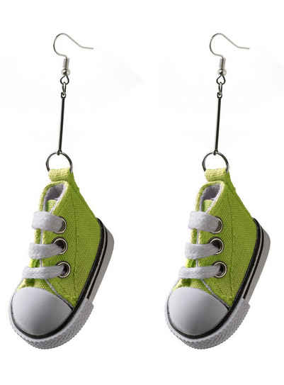 Metamorph Kostüm Sneaker Ohrringe grün, Lustige und ausgefallene Ohrringe mit Haken aus Edelstahl