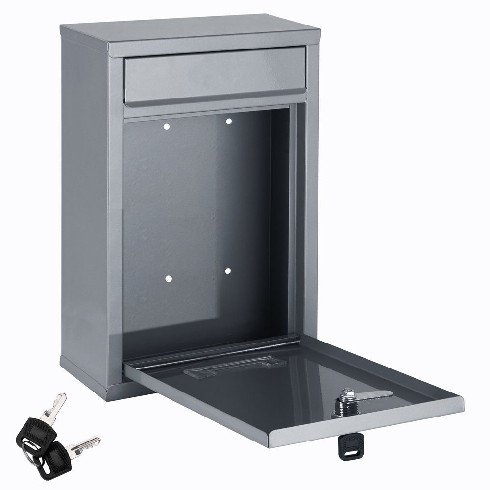 monzana Wandbriefkasten, Silber inkl. 2 Schlüssel Namensschild abschließbar Mailbox