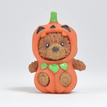 Kögler Spielfigur 4x Teddybären Halloween Klamotten TPR 7cm Dress up Teufel Mumie, Skelett, Kürbis, (Set, 4-tlg)