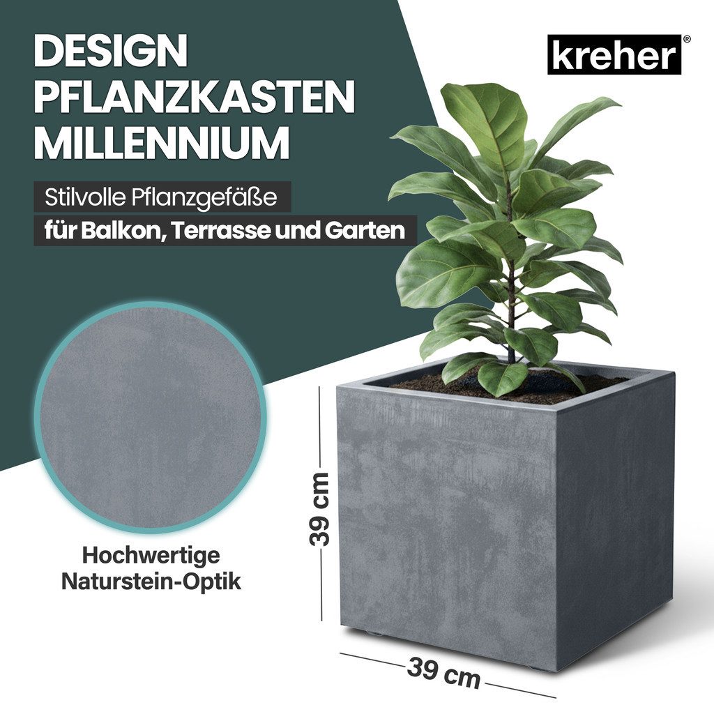 Kreher Blumenkasten Millennium in Naturstein Optik verschiedenen Ausführungen