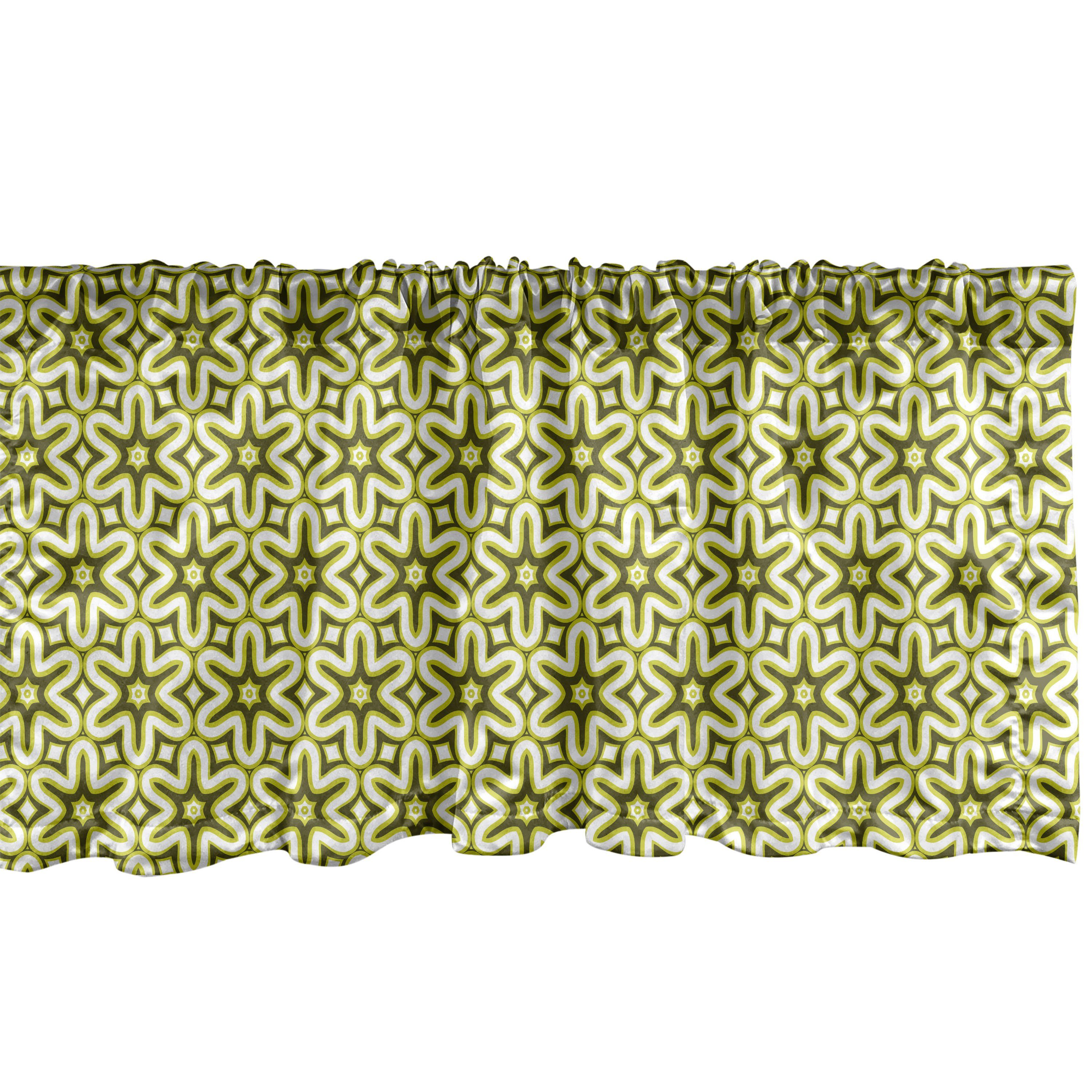Scheibengardine Vorhang Volant für Küche Schlafzimmer Dekor mit Stangentasche, Abakuhaus, Microfaser, Abstrakt Leuchtende Blumen Formationen