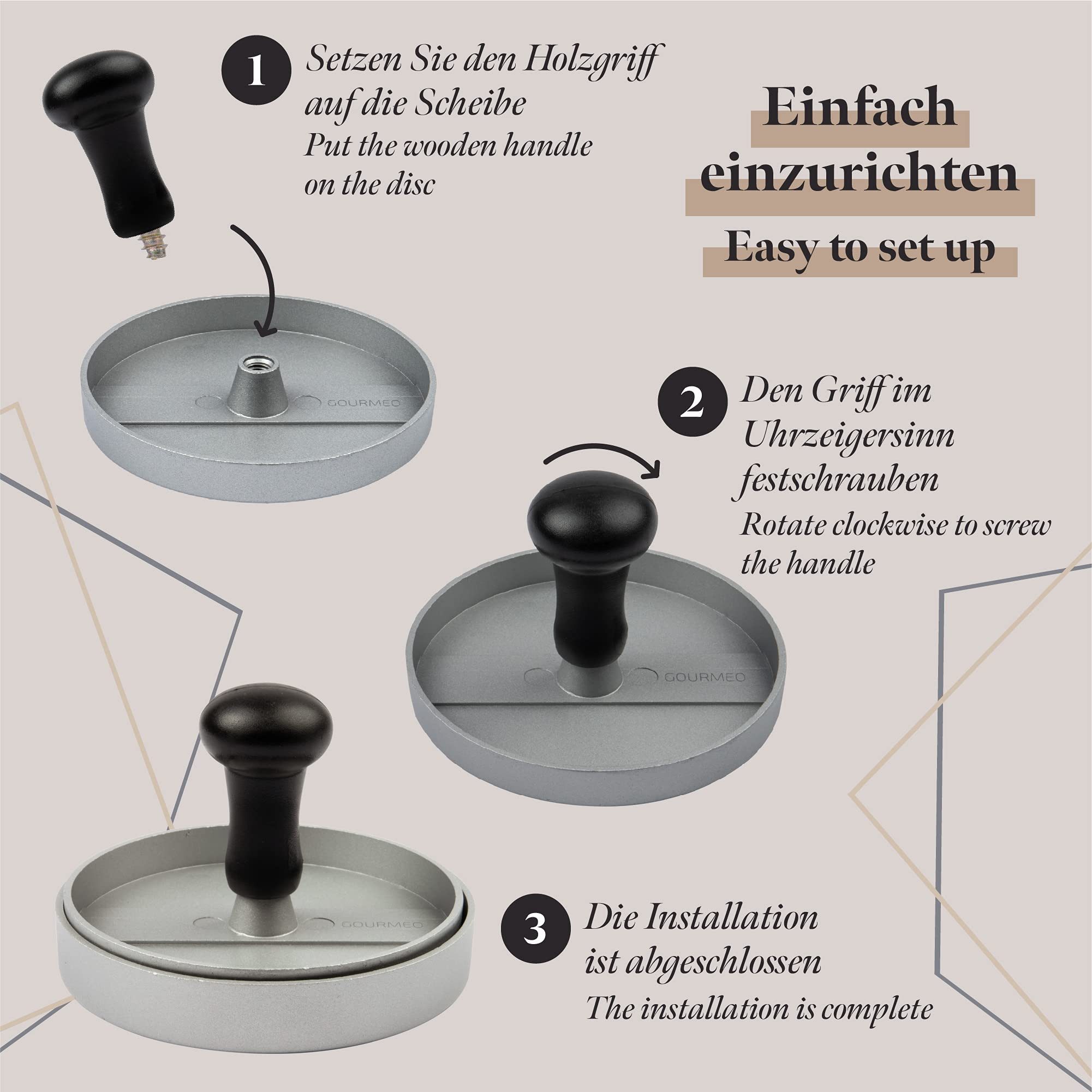 GOURMEO Burgerpresse Burgerpresse aus Aluguss mit Antihaftpapier, Burger Maker, Aluminium – Bild 5 von 5
