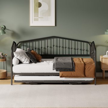 MODFU Metallbett Tagesbett, mit Ausziehbett. Zwei-in-Eins-Schlafsofa (90 (180) x 200 cm), ohne Matratze