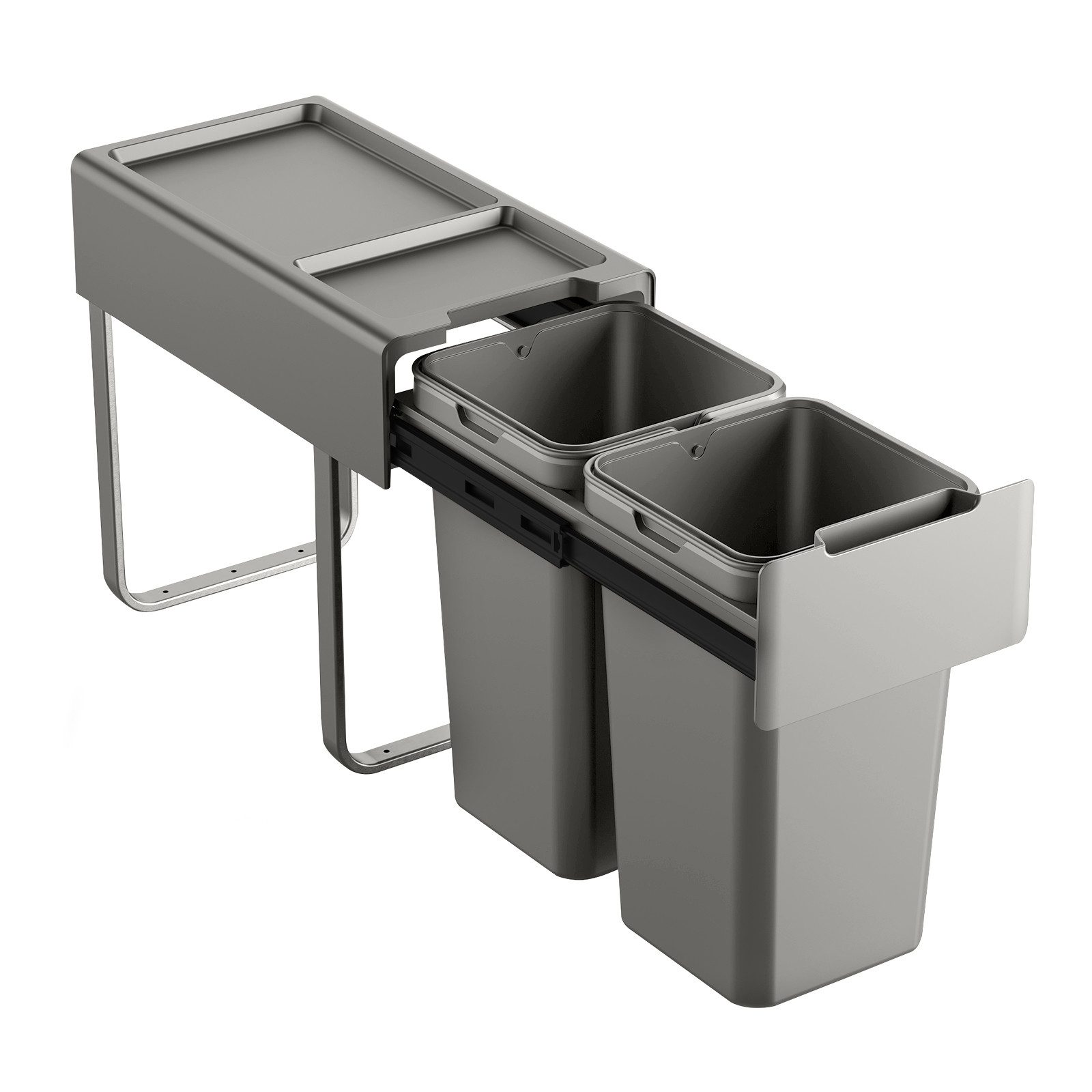 SVITA Einbaumülleimer, Unterschrank, Auszug, Mülltrennung, 2x14 Liter