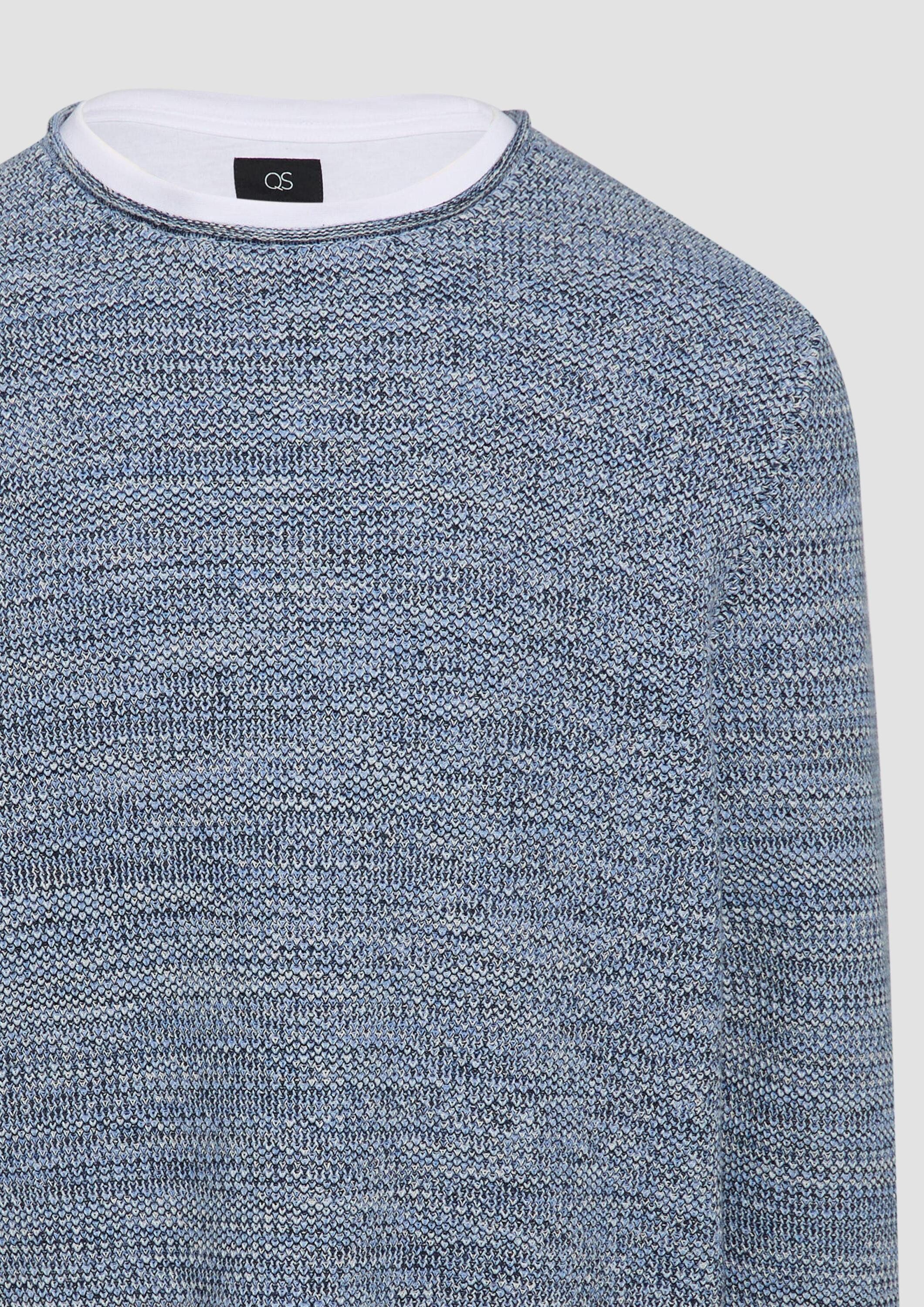 QS Longpullover Strickpullover Melierter Strickpullover mit Layering-Detail
