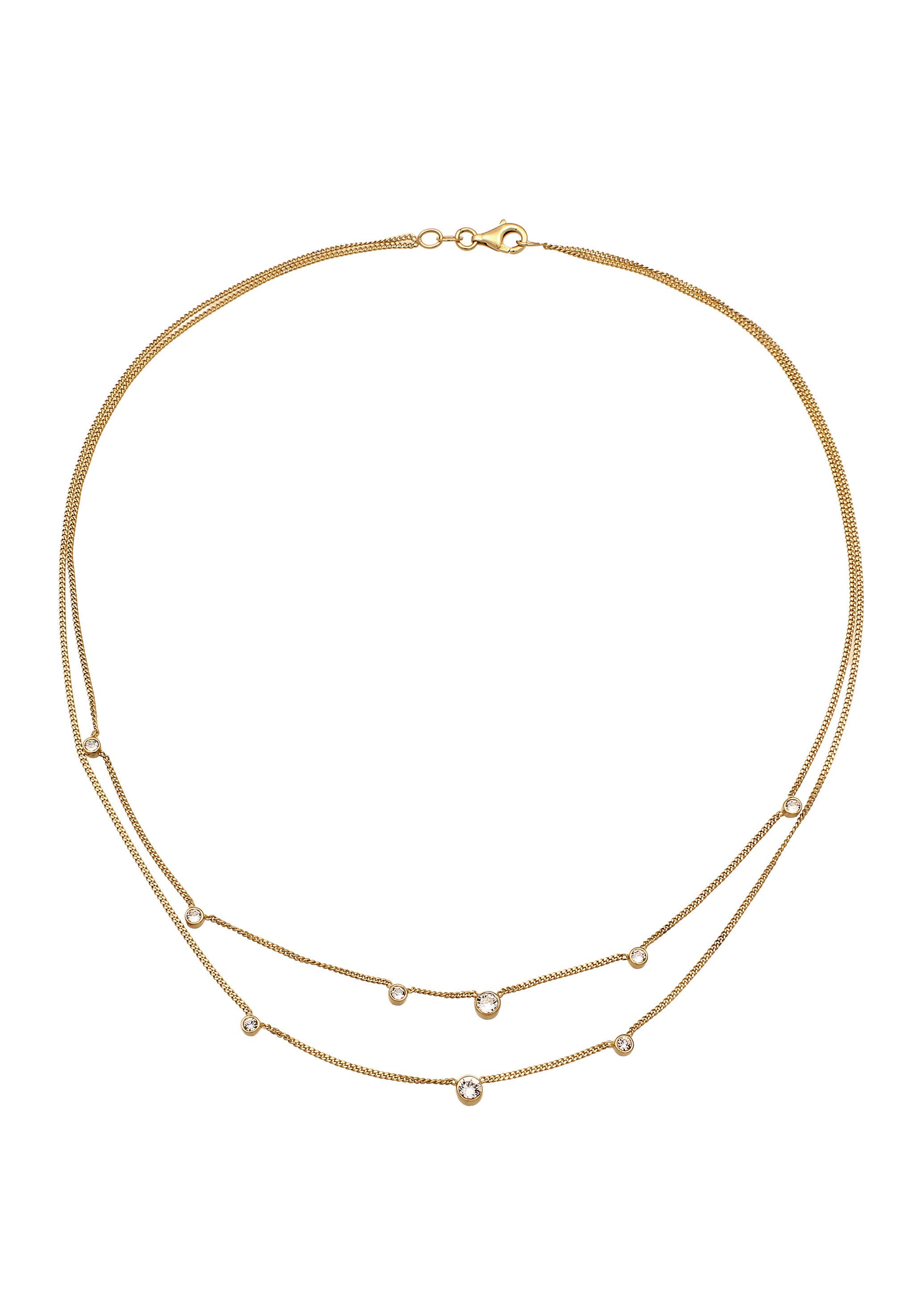 Elli Ketten-Set Layer mit Kristallen von Swarovski® Weiß 925 Sterling Silber