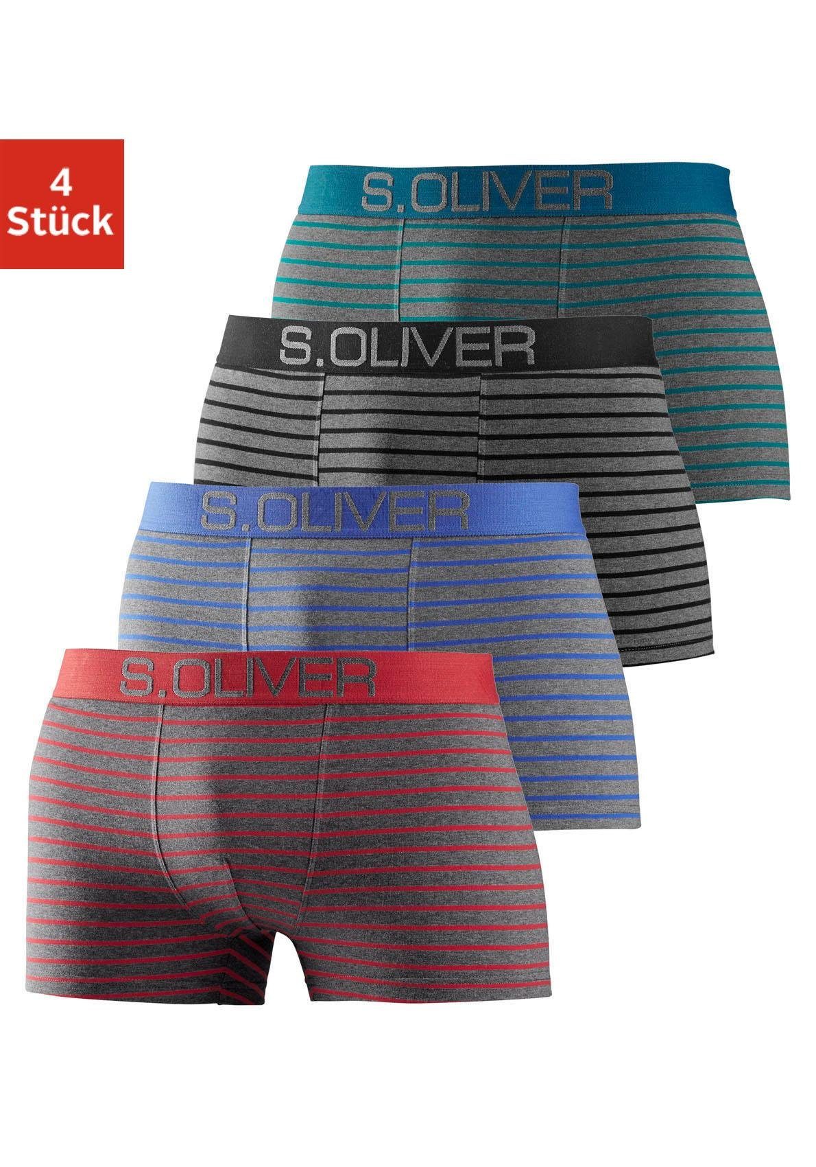 s.Oliver Boxer Боксерские мужские трусы, боксерки für Herren (Packung, 4-St) mit kontrastfarbenem Webbund