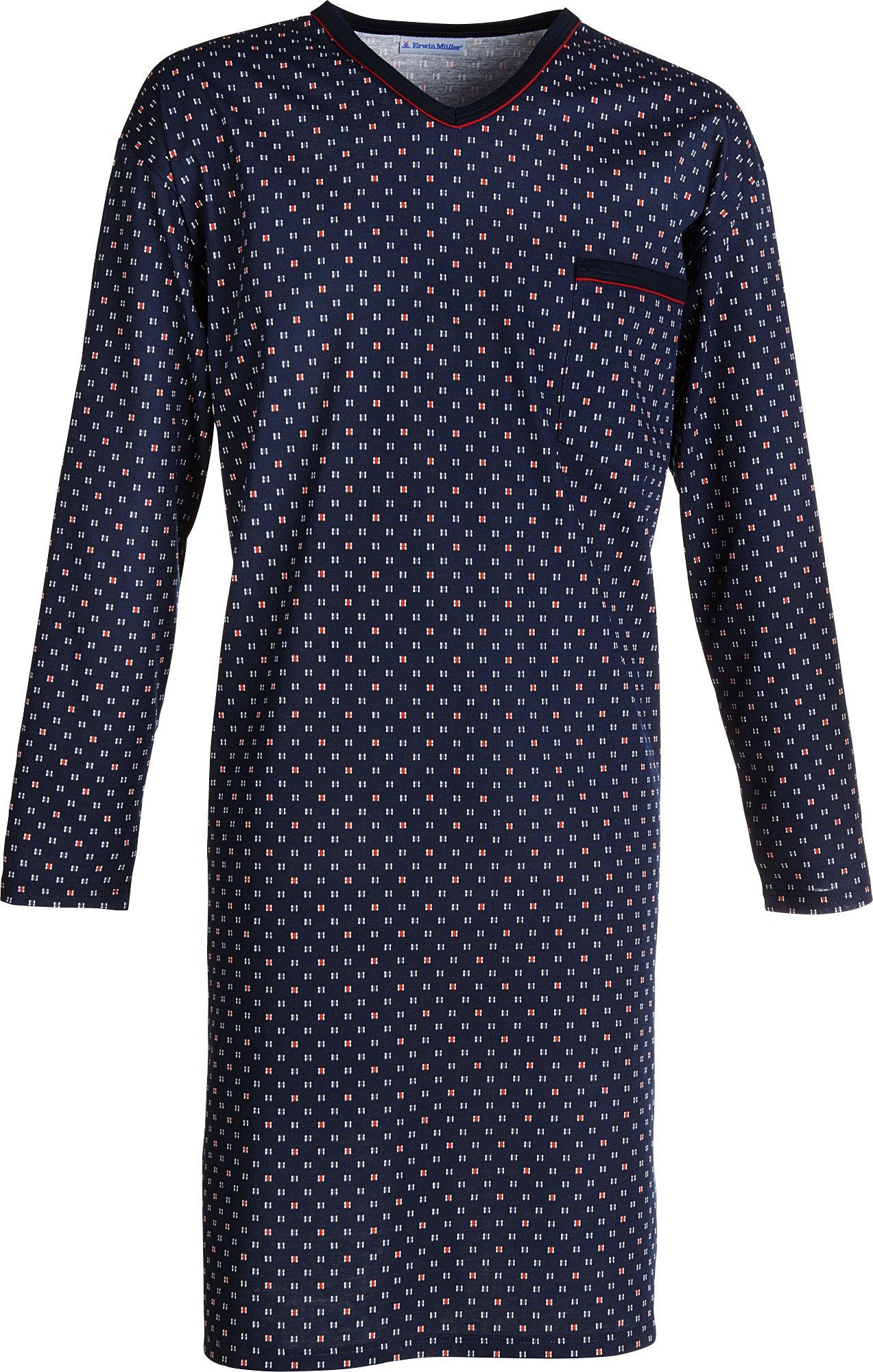 Erwin Müller Nachthemd Herren-Nachthemd Single-Jersey gemustert günstig online kaufen