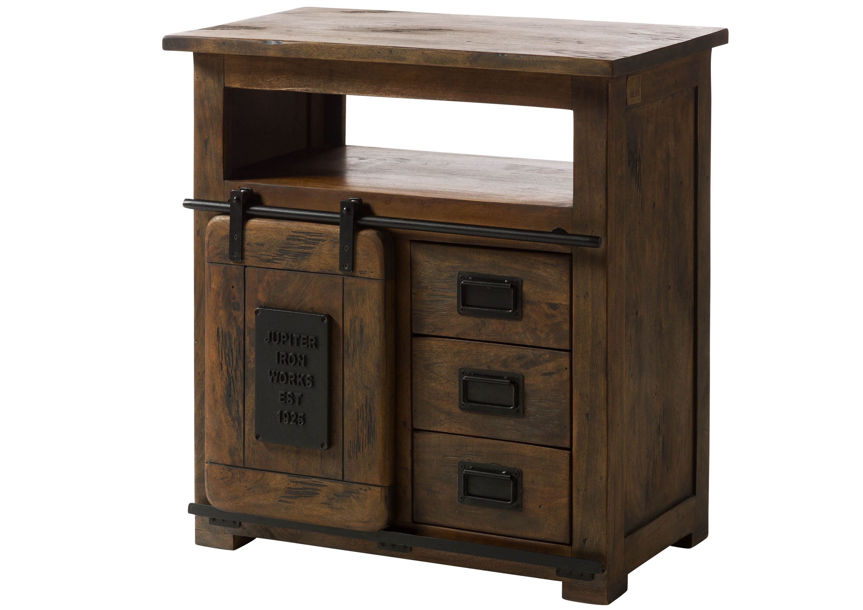 Massivmoebel24 Kommode RAILWAY Mango Massivholz braun (Massivholz montiert 40 kg RAILWAY #410), Mango 80x45x85 cm (BxTxH) braun lackiert
