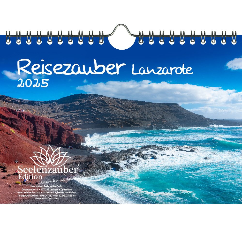 Seelenzauber Wandkalender Reisezauber Lanzarote DIN A5 Kalender für 2025 Arrecife Spanien