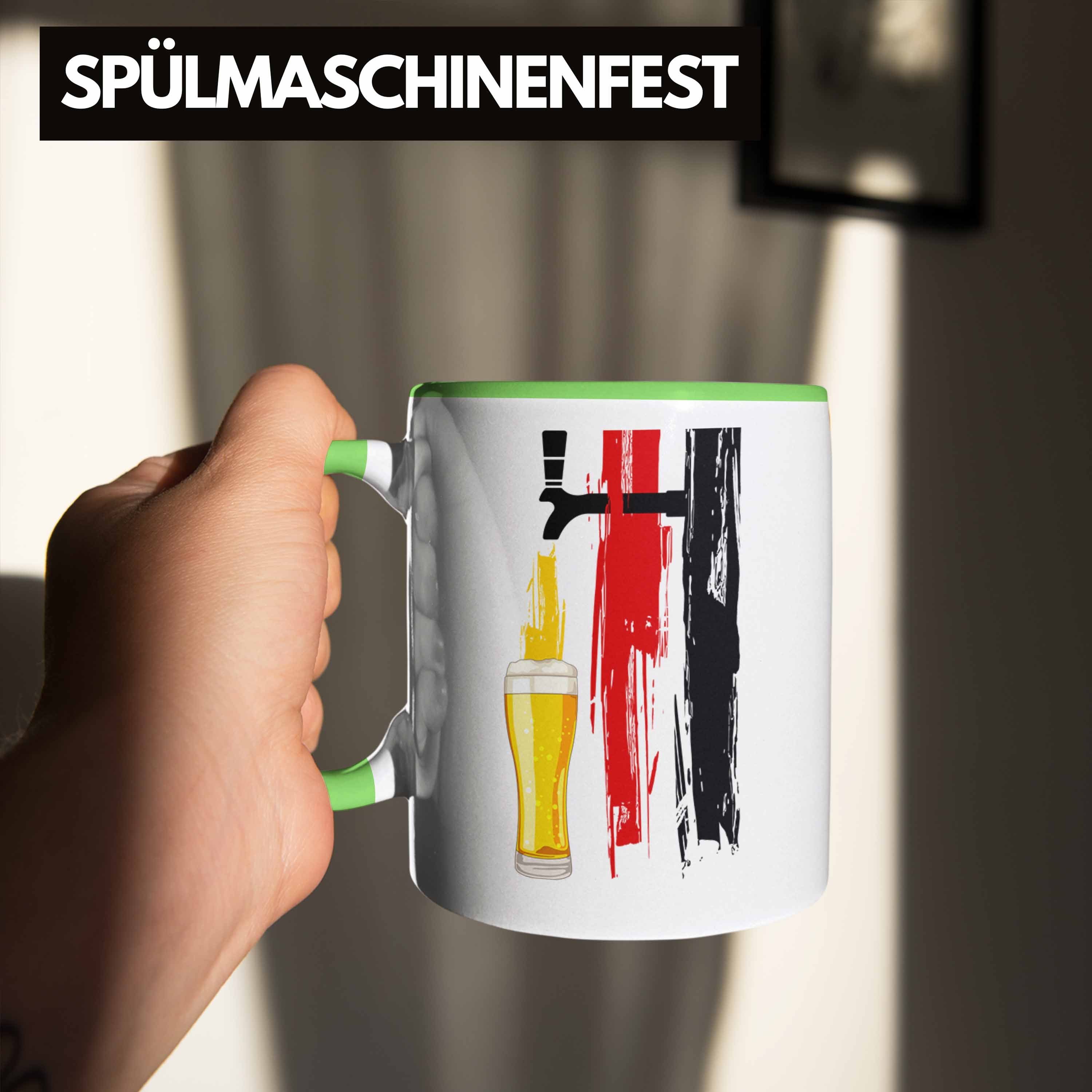 Trendation Tasse Trendation - für Geschenke mit und Grün Bier Tasse Grafik Männer Bier Deutschlandflagge