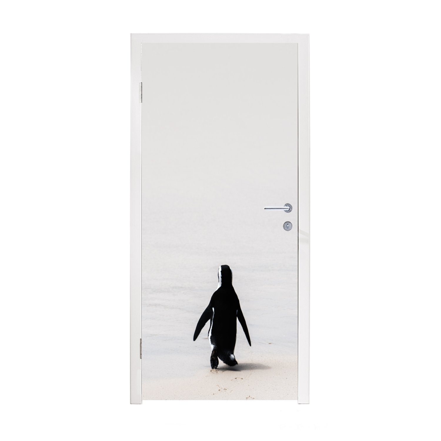 MuchoWow Türtapete Schwarzfußpinguin Minimalist, Matt, bedruckt, (1 St), Fototapete für Tür, Türaufkleber, 75x205 cm
