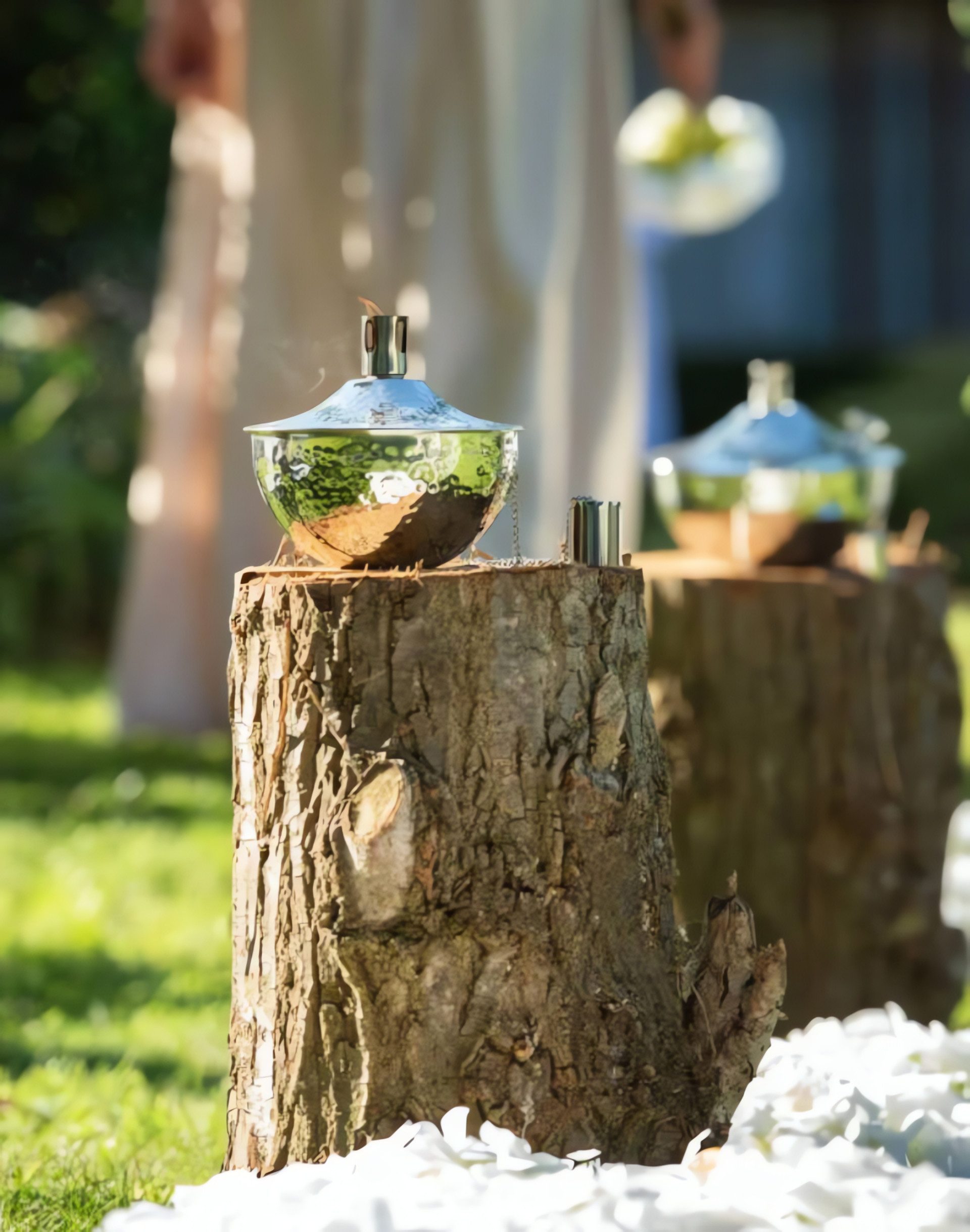 J-line Duftlampe Öllampe Tisch Roma Gehämmert Edelstahl Silber