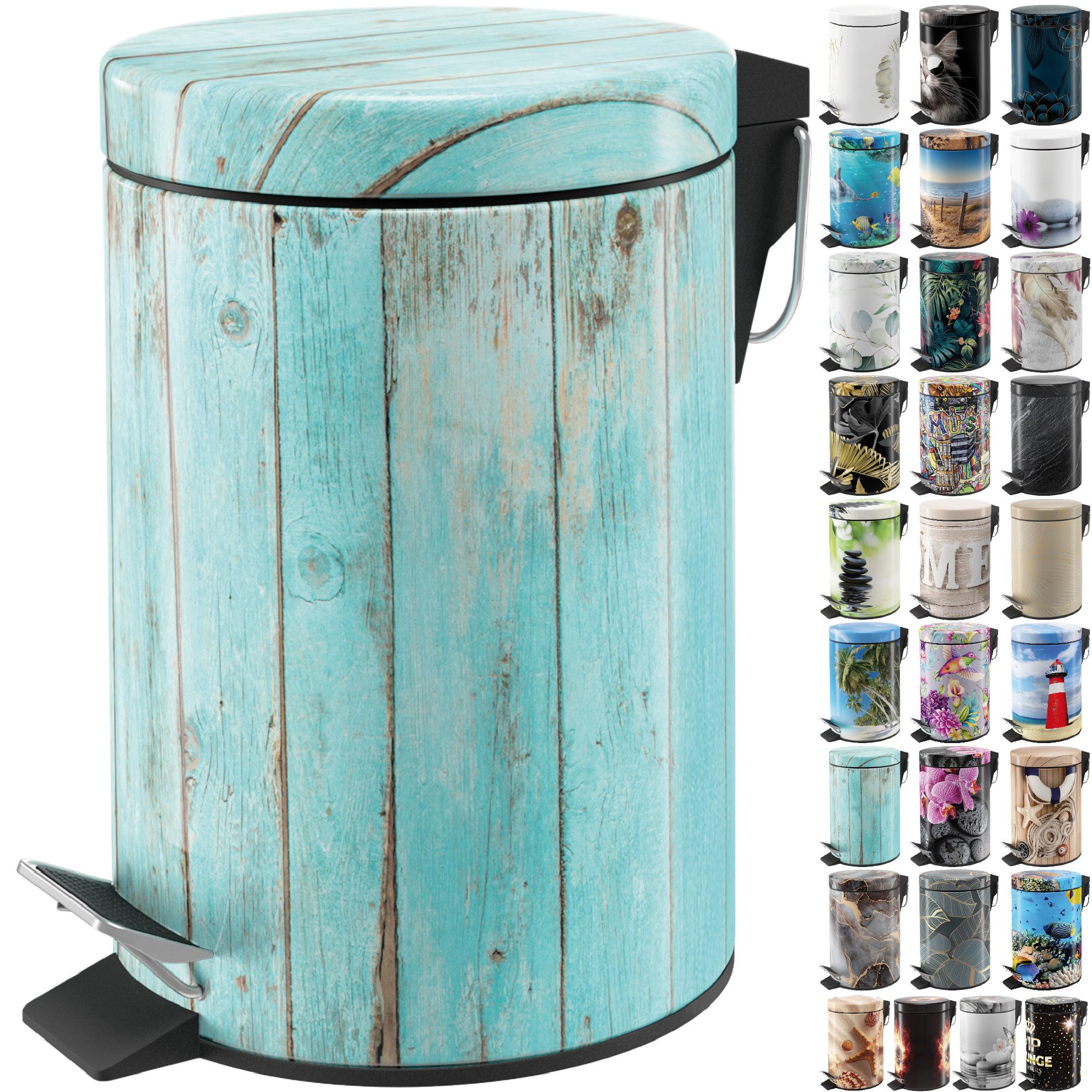 Sanilo Kosmetikeimer mit Motiv, viele schöne Bad Mülleimer zur Auswahl, 3 Liter, Abfalleimer mit Absenkautomatik & Innenbehälter