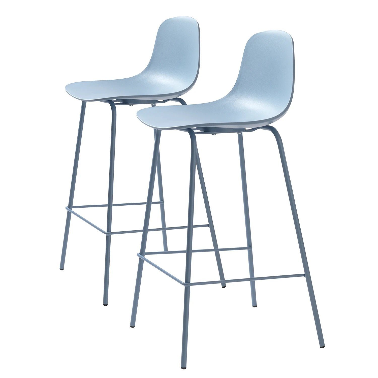 Barhocker aus Blau in Blau mit Absetzungen in Metall Blau Lackiert