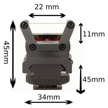 Minadax Aufstecksucher Red Dot Punkt Visier für kleine Kameras + Adapter, 23mm Sichtfeld