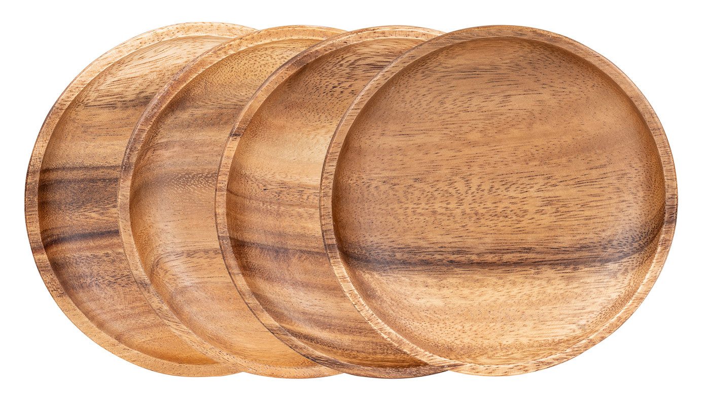 Levandeo® Dekoteller, Runder Teller Akazie Ø15cm Holzteller Snackteller Dekoteller Deko