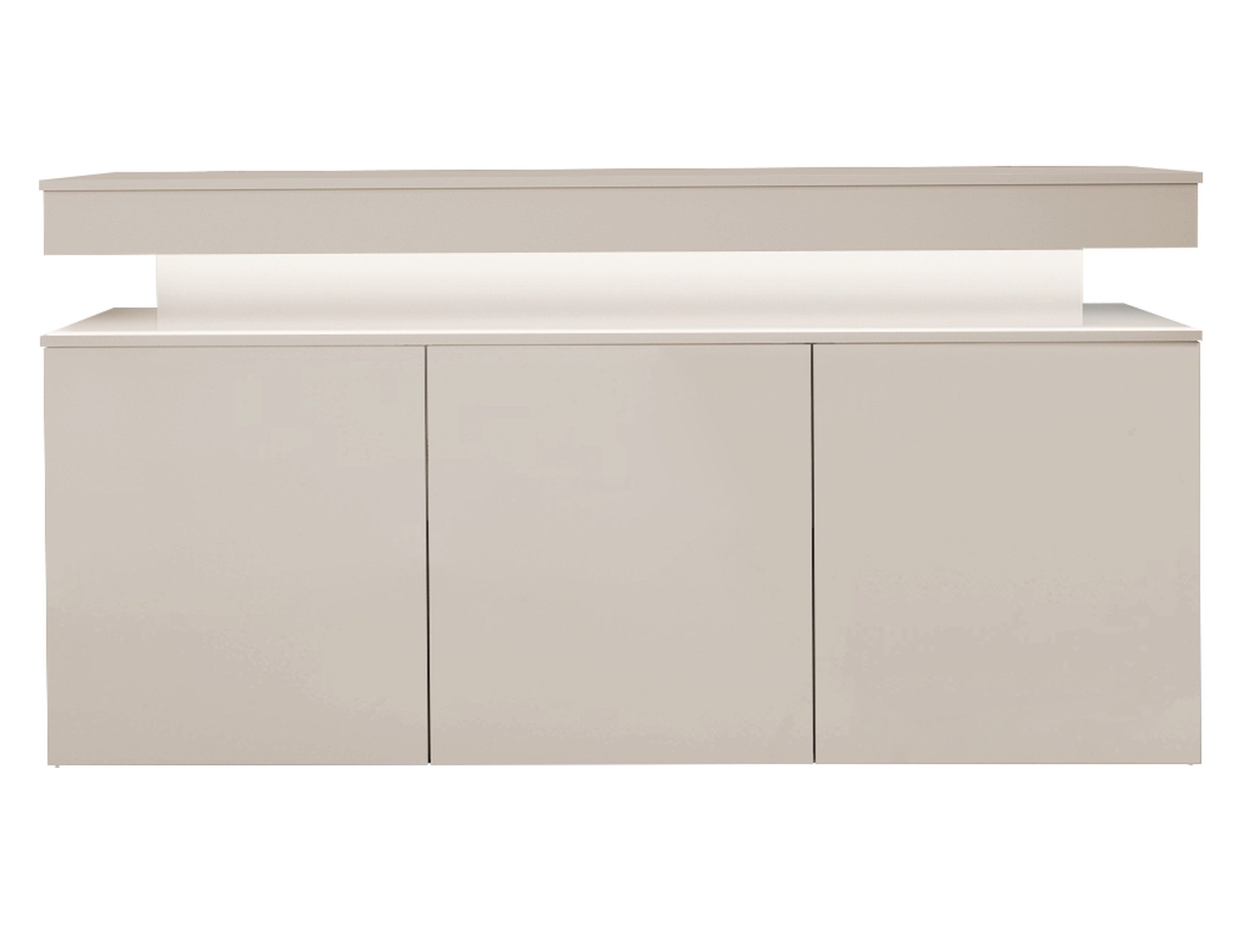 MIRJAN24 Kommode Glossa Bis 3D 160 (mit drei Drehtüren), Weißer LED-Beleuchtung