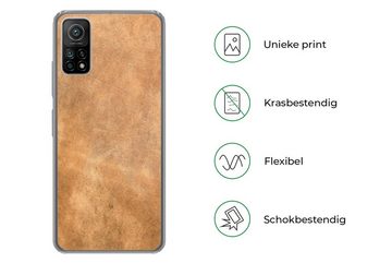 MuchoWow Handyhülle Leder - Strukturiert - Lederoptik - Braun, Phone Case, Handyhülle Xiaomi Mi 10T, Silikon, Schutzhülle