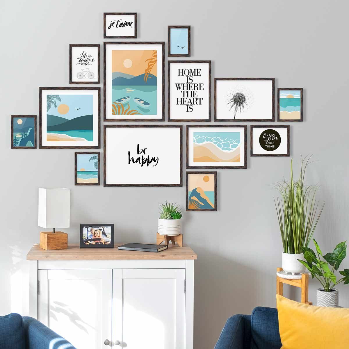 PHOTOLINI Bilderrahmen 14er Set Modern Schmal günstig online kaufen