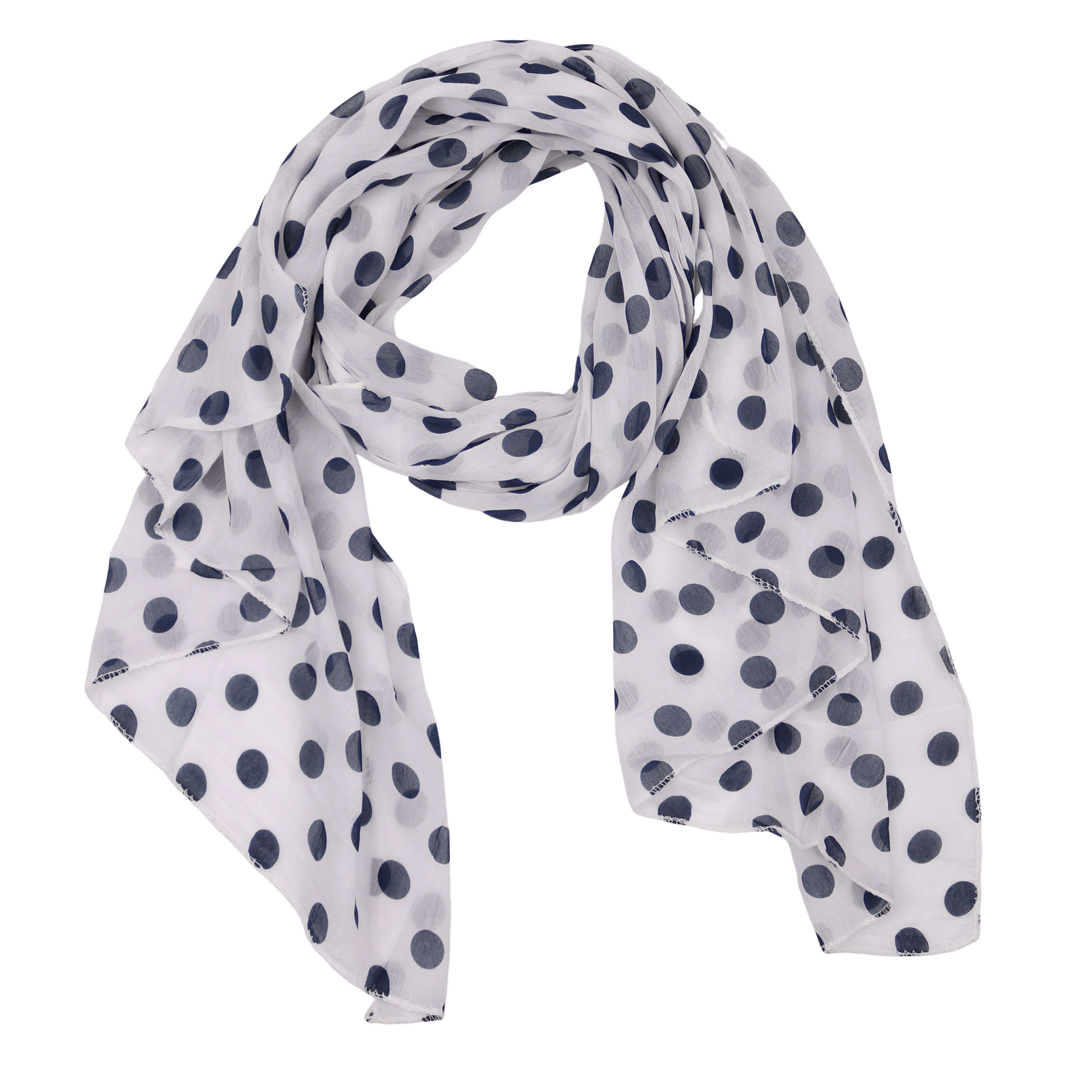 MIRROSI Modeschal Asymmetrischer Schal, Made in Italy 20% Seide 80% Baumwolle, (ca. 170x77cm; Leicht und bequem, zeitlos Pünktchen Muster), Damen Halstuch Stola ideal für Frühling, Sommer und Herbst