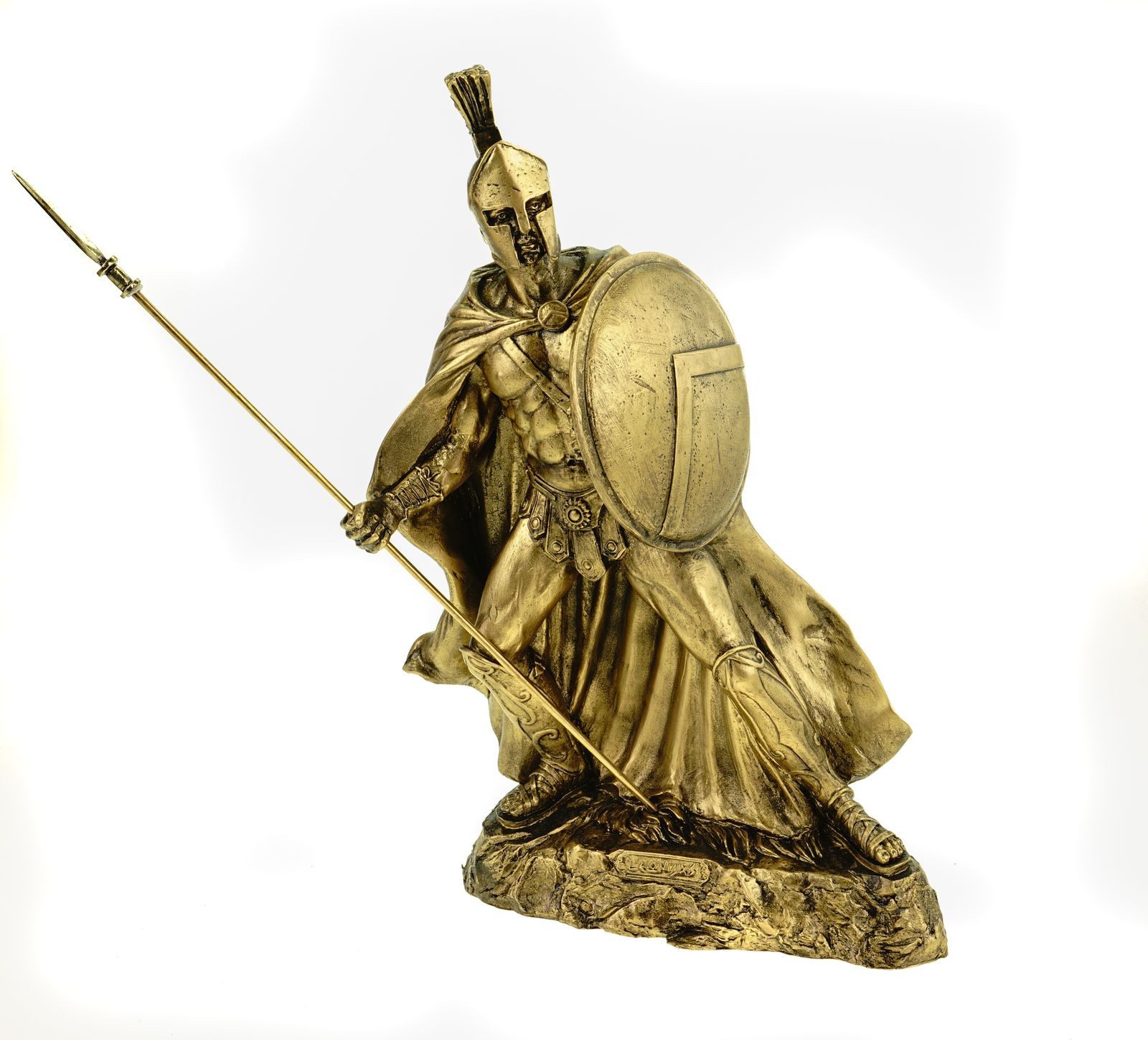 Kremers Schatzkiste Dekofigur Alabaster Leonidas mit Speer und Schild König von Sparta Figur 32 cm