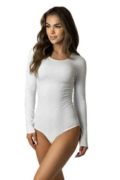 Alkato Langarmbody Bodysuit Damenbody mit Rundhalsausschnitt