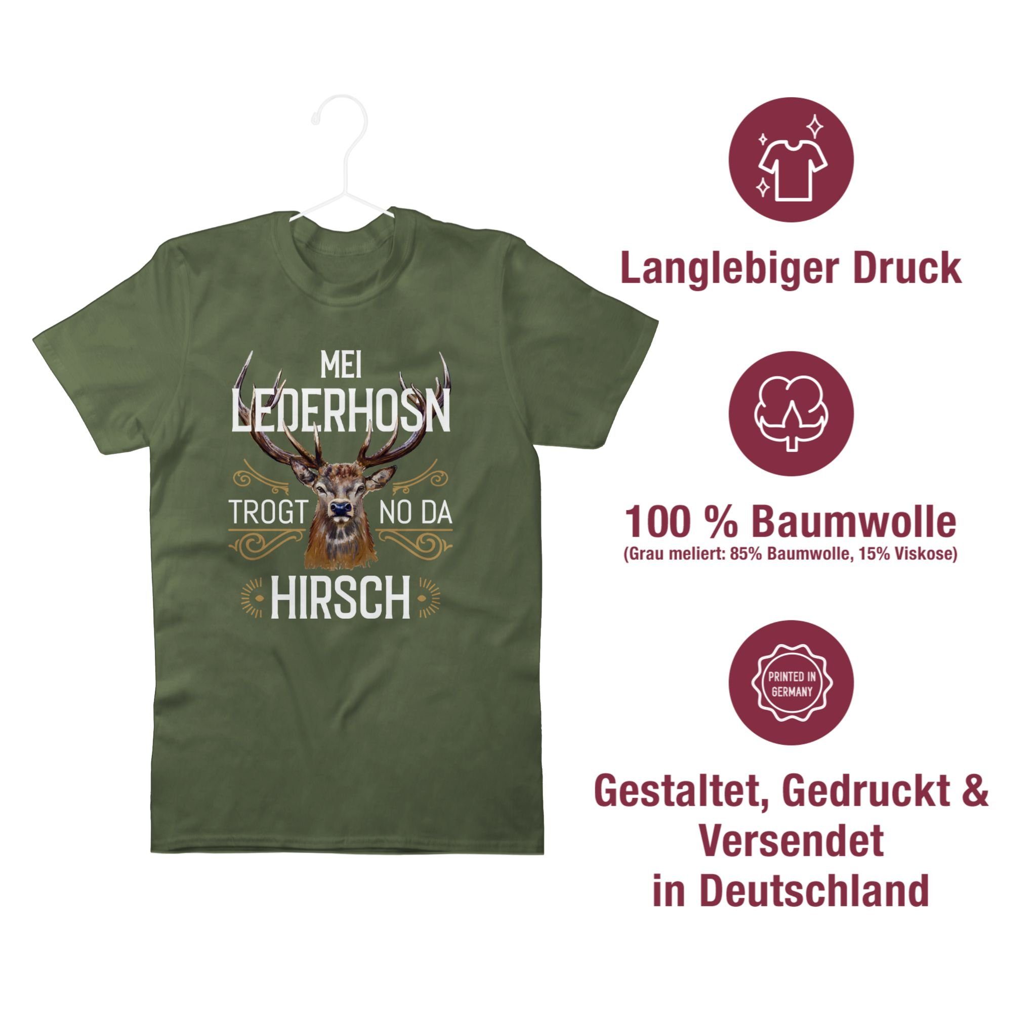 Army Shirtracer Lederhosn braun - Mode trogt 02 Grün T-Shirt Mei Hirsch für no da Oktoberfest Herren weiß