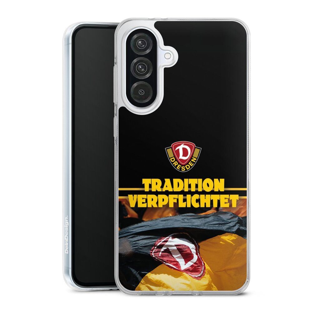 DeinDesign Handyhülle SG Dynamo Dresden Fanartikel SGD Tradition Verpflichtet Dynamo Dresden, Samsung Galaxy A56 5G Silikon Hülle Bumper Case Handy Schutzhülle