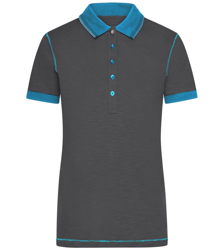 James & Nicholson Poloshirt Damenpoloshirt in trendiger Slub Qualität Ladies' Urban Polo JN979 (Spar-Set, 2er-Pack) Hochwertiger Single Jersey aus Flammgarn