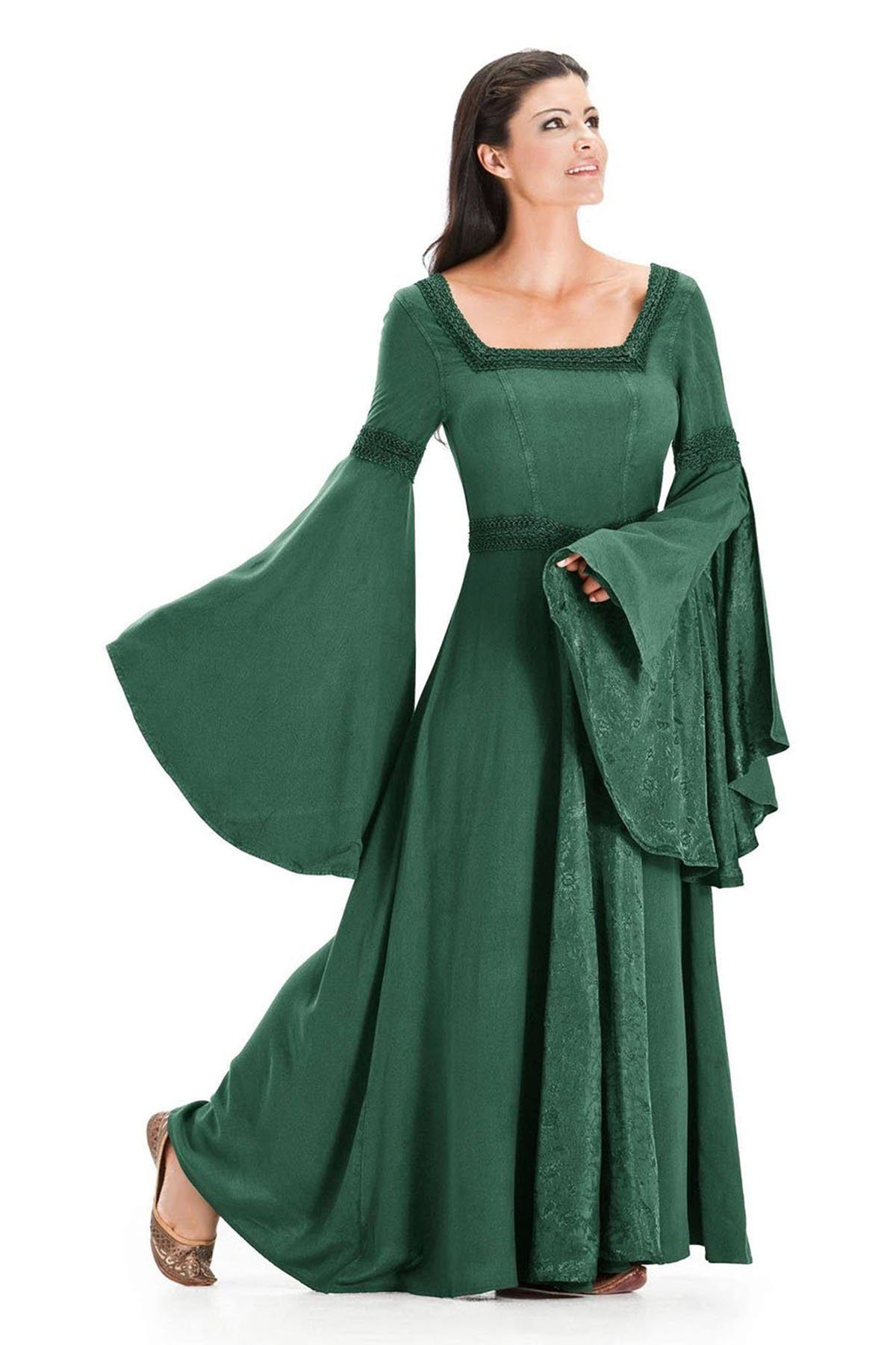 CTGtree Cocktailkleid Damen Renaissance Kleider Gesmokte Taille Rüschen  Kleid