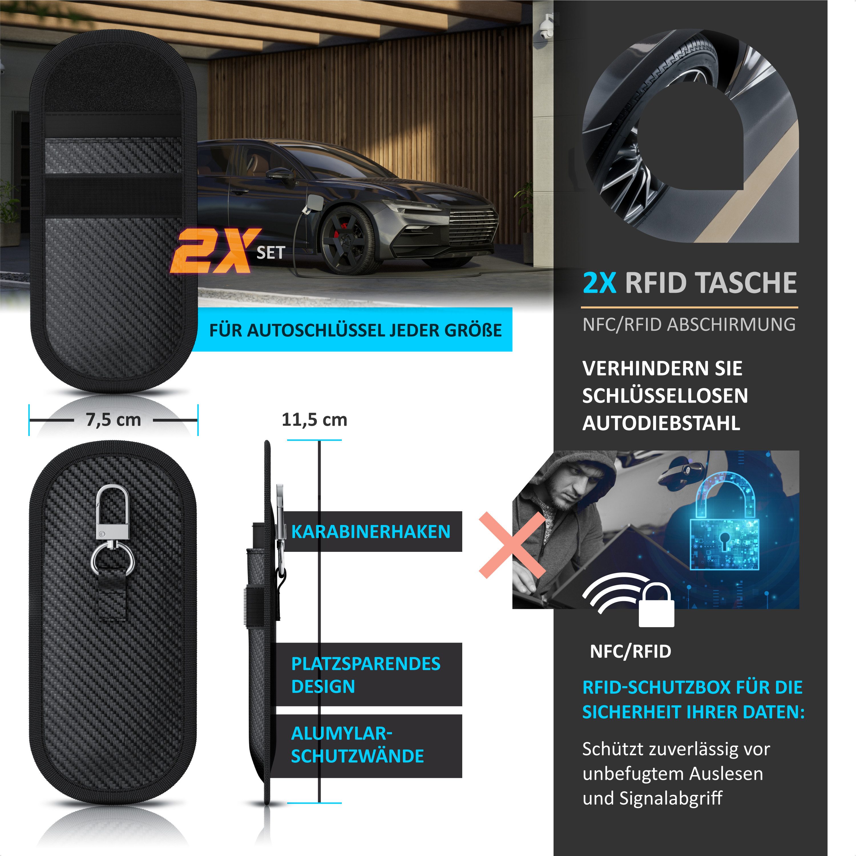 Aplic Schlüsseltasche RFID Blocker, Keyless, Faraday günstig online kaufen