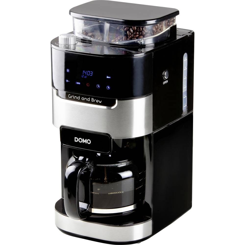 Domo Kaffeevollautomat, Timerfunktion, mit Mahlwerk, Glaskanne