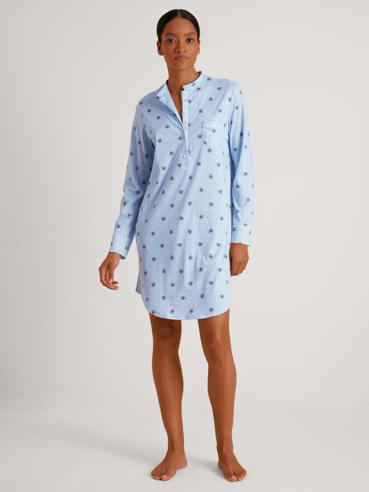 CALIDA Nachthemd Calida Langarm Nachthemd 34453 placid blue (1 Stück, 1-tlg., 1 Stück) | Nachthemden