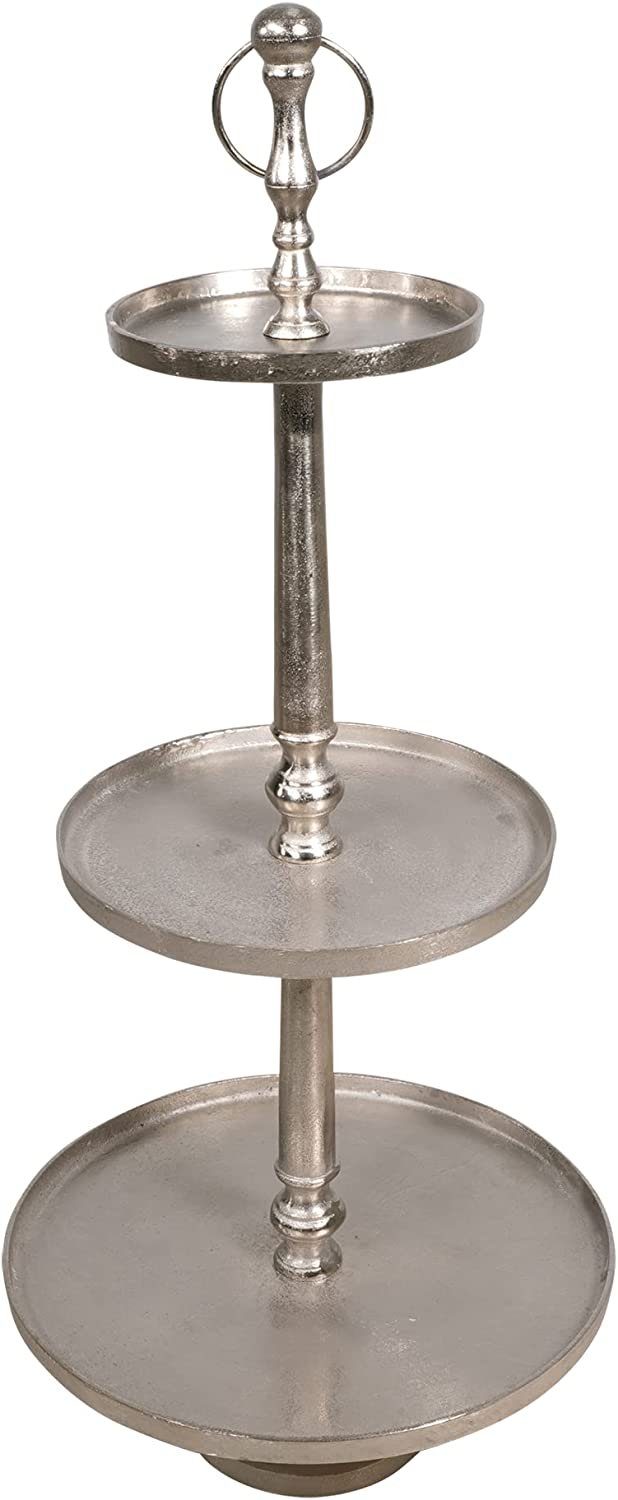 Lesli Living Dekoetagere Etagere Servierständer 41x41x89cm Aluminium silber günstig online kaufen