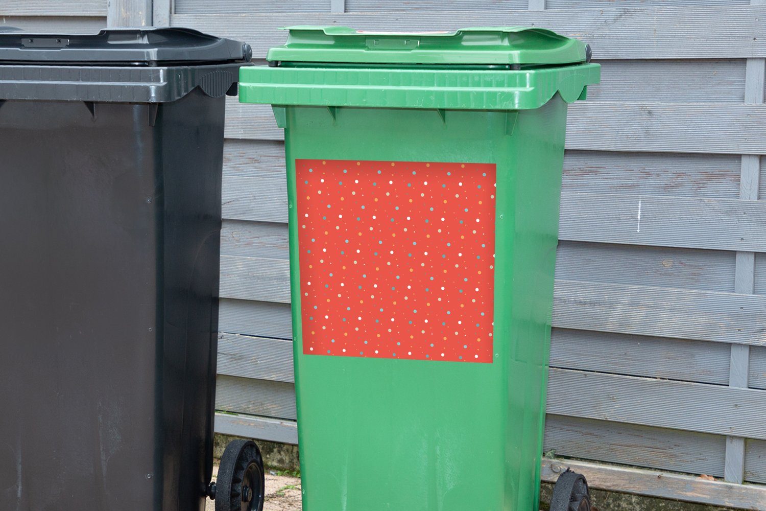 Mülltonne, Mülleimer-aufkleber, (1 MuchoWow - Muster St), Wandsticker Rot Tupfen Container, Abfalbehälter - Sticker,