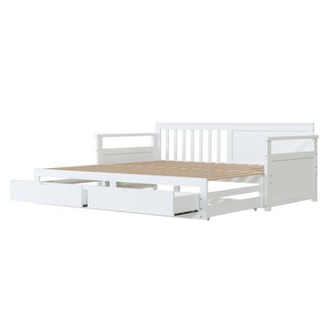 PFCTART Schlafsofa Multifunktionales Zwei-in-Eins-Tagesbett mit Kiefernbett, Schubladen und Ausziehbett Weiß