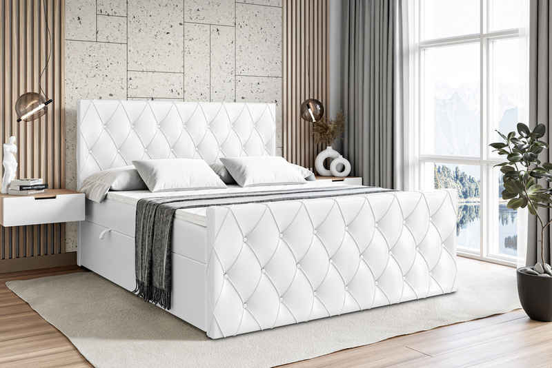 ALTDECOR Boxspringbett AMAY (Multipocket-Matratze H4. H3 Matratze Bonellfederung. Topper. Kopfteil)