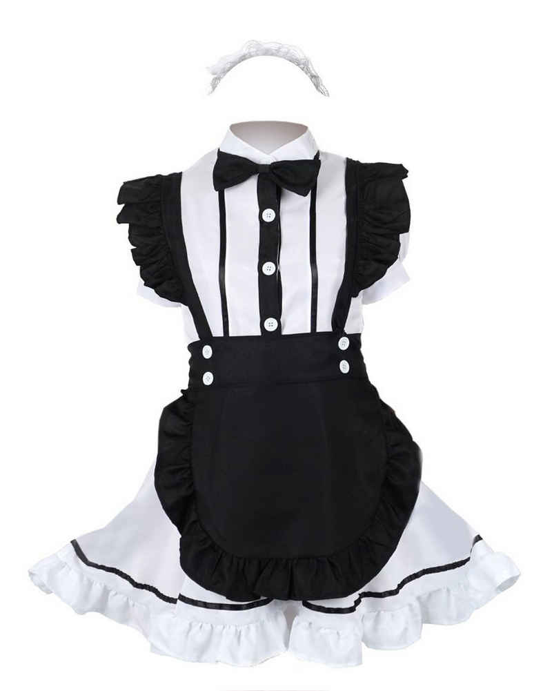 GalaxyCat Kostüm Weißes Maid Cosplay Kostüm mit Schürze, Größen:, Dienstmädchen Kleid mit Schürze