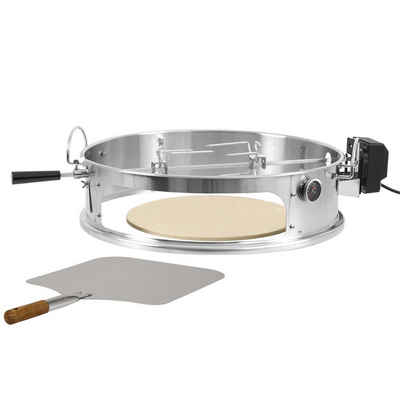 BBQ-Toro Grillerweiterung Edelstahl Pizzaring Set mit Grillspieß für Ø 57 cm Kugelgrill