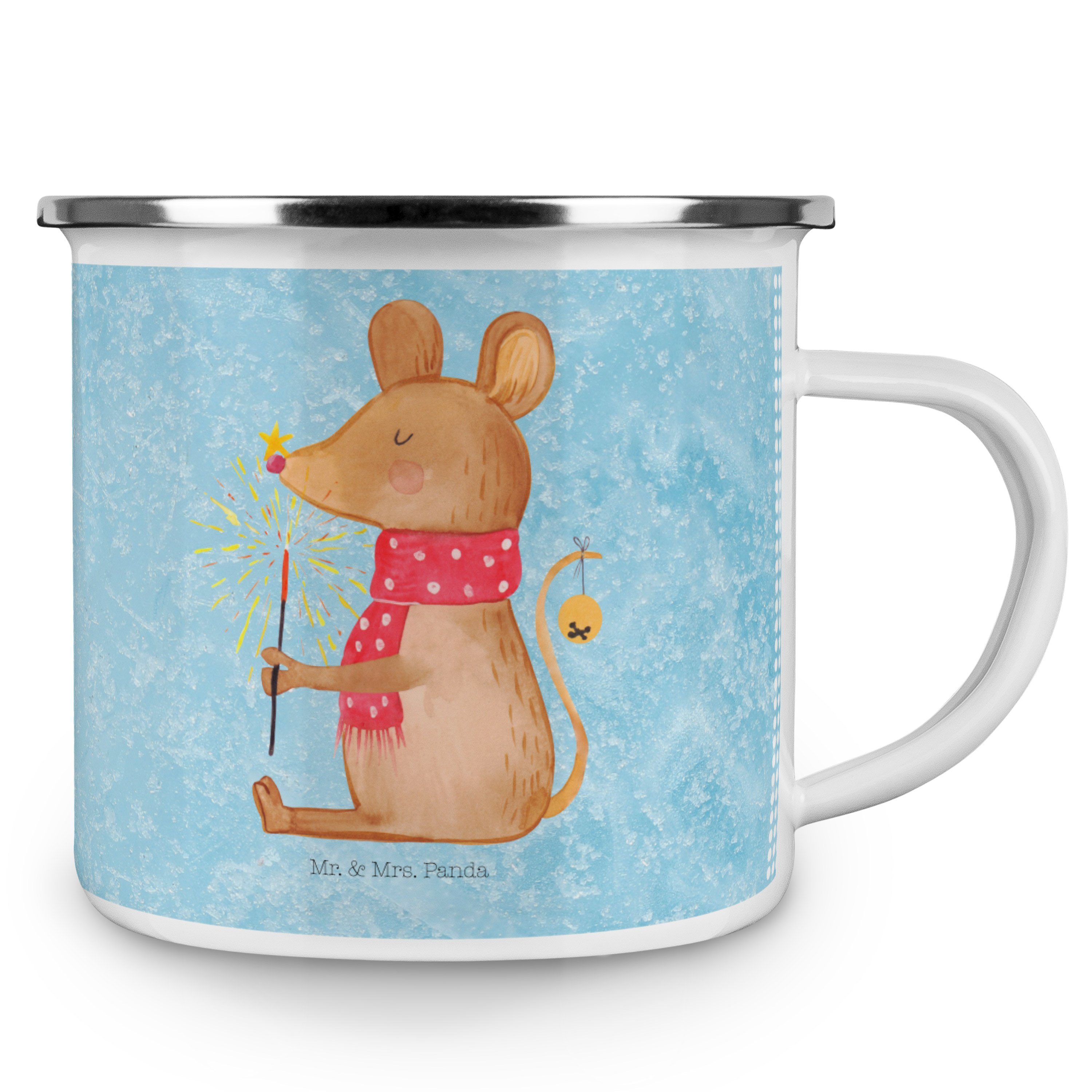 Eisblau Panda Camp, Tasse, - Mr. Mrs. Outdoor - Emaille Geschenk, & Trinkbecher, Becher Weihnachtsmaus