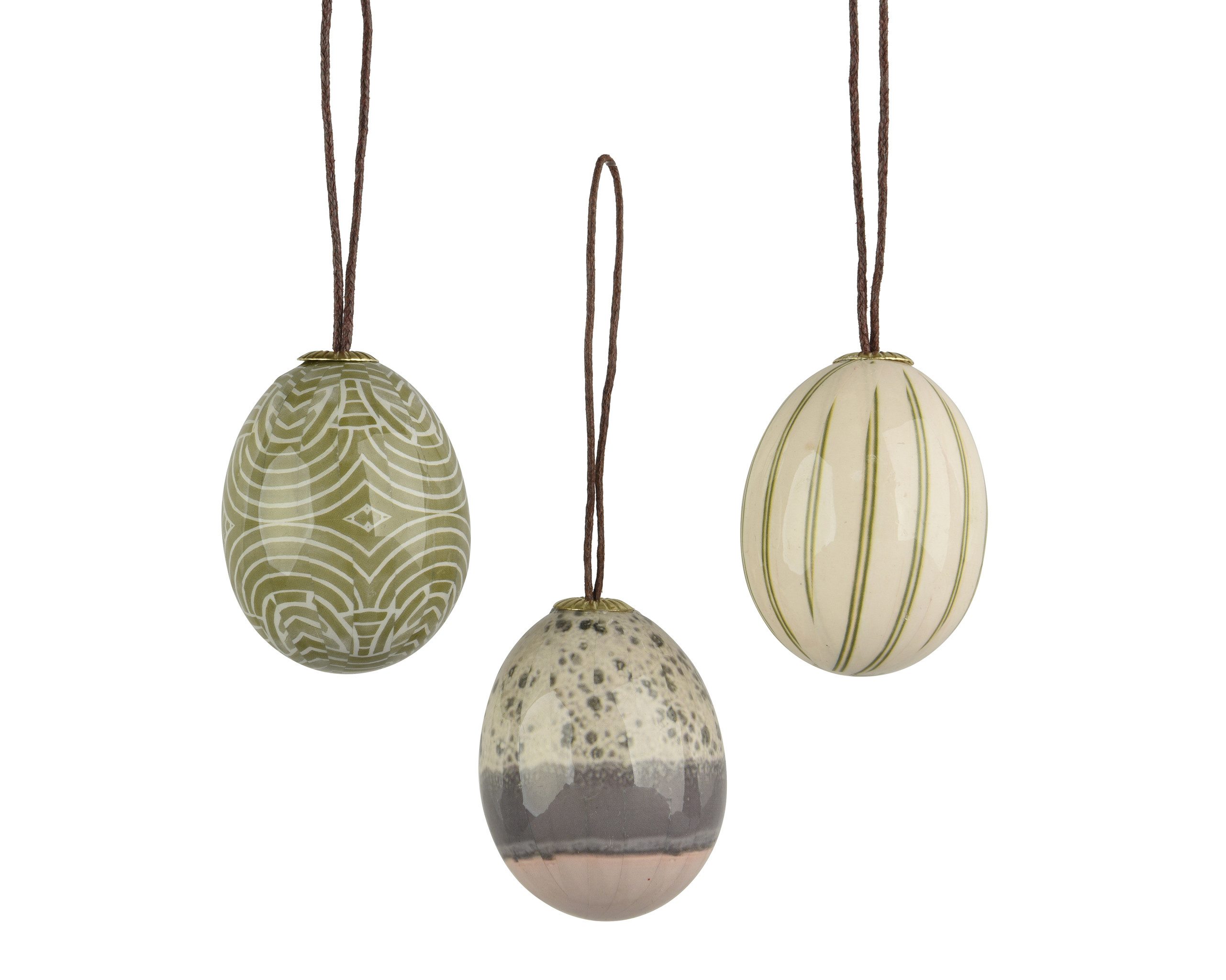 Decoris season decorations Osterei, Ostereier zum Aufhängen 4x6cm gemustert bruchfest 6er Set