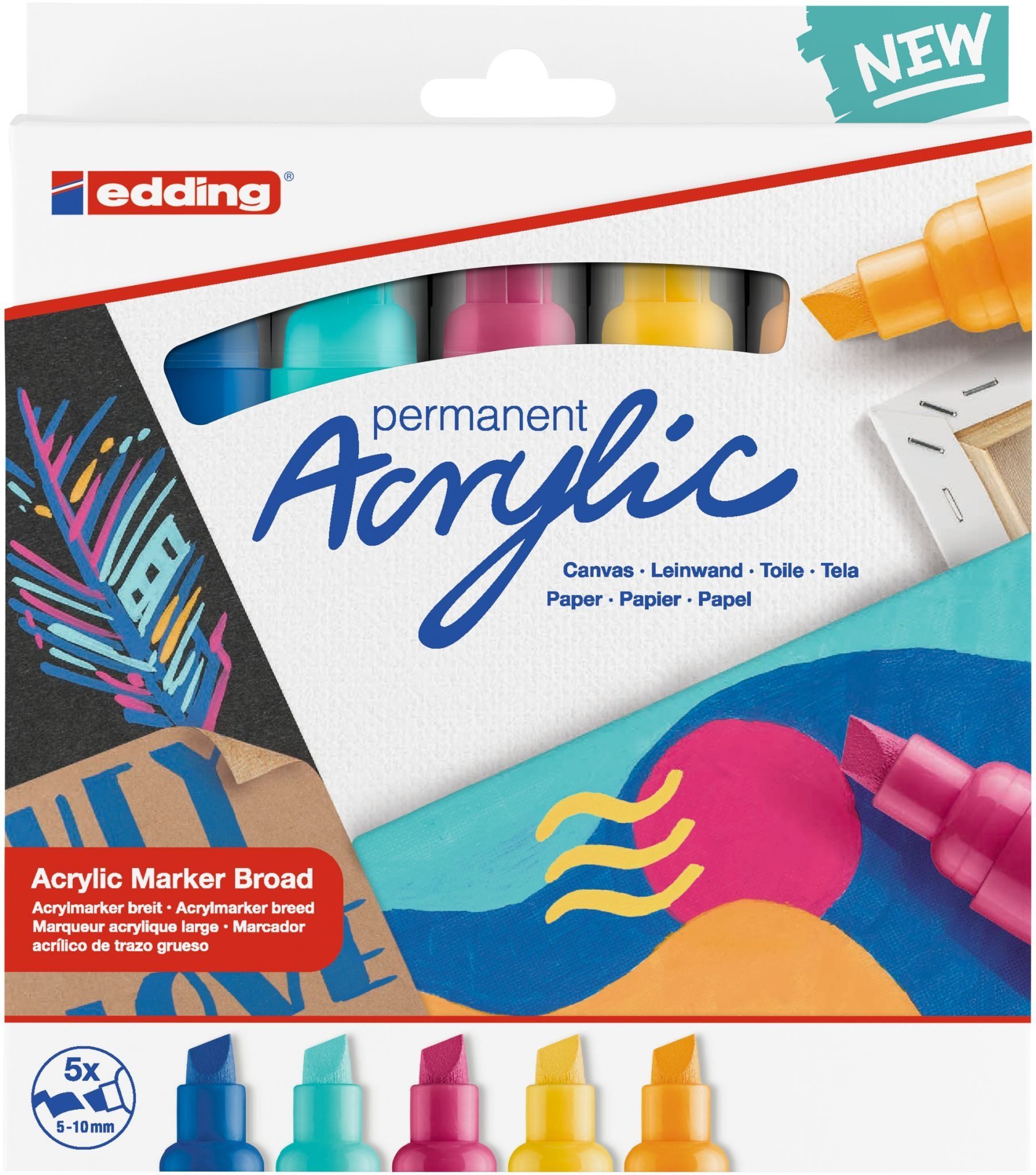 Marker Acrylmarker edding 5000 breit 5er-Set sortiert abstrakt