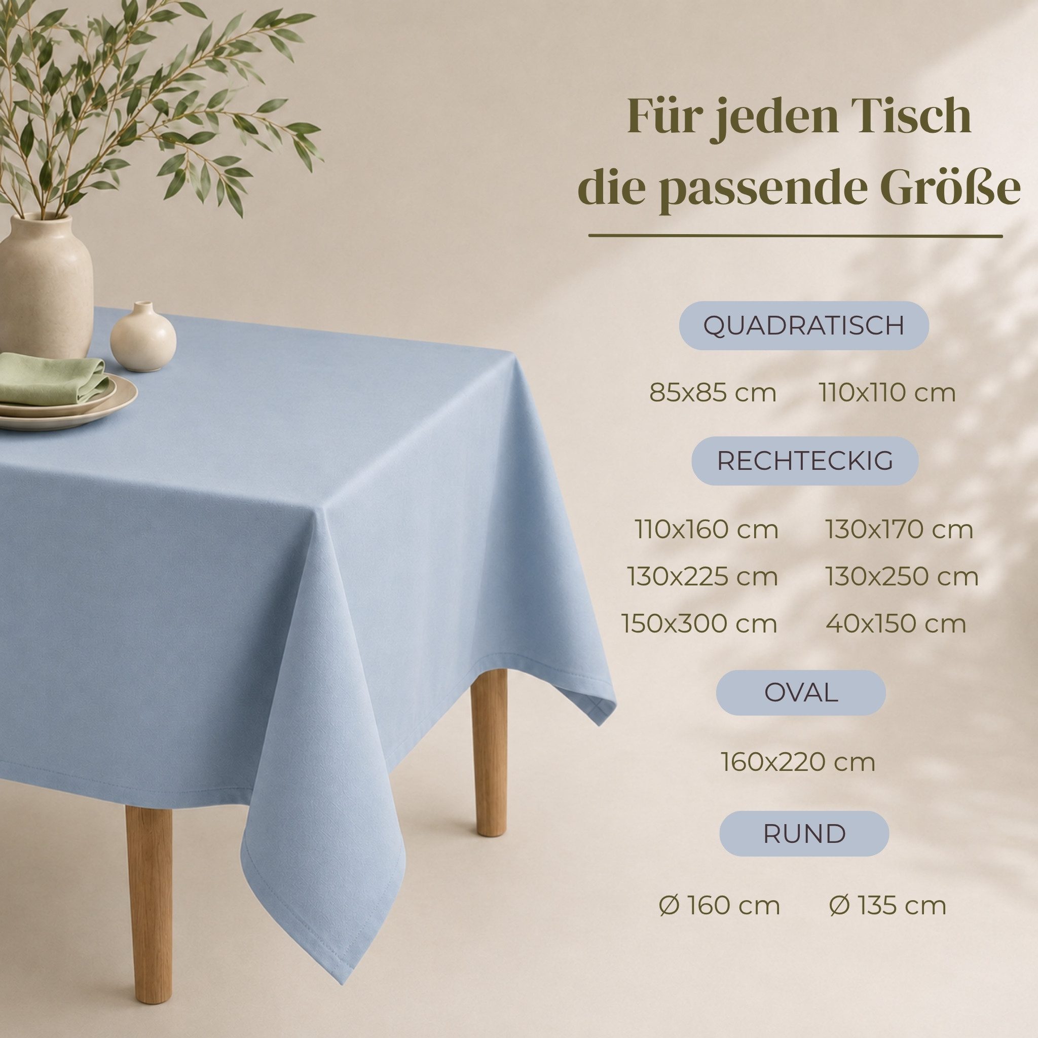 matches21 HOME & HOBBY Tischdecke Tischläufer 40 x 150 cm für Küche & Esstisch in Blaugrau (1-tlg), Waschbare Mitteldecke mit Lotuseffekt – Bild 2 von 5